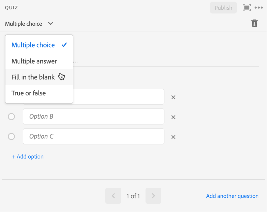 question types in quiz pod