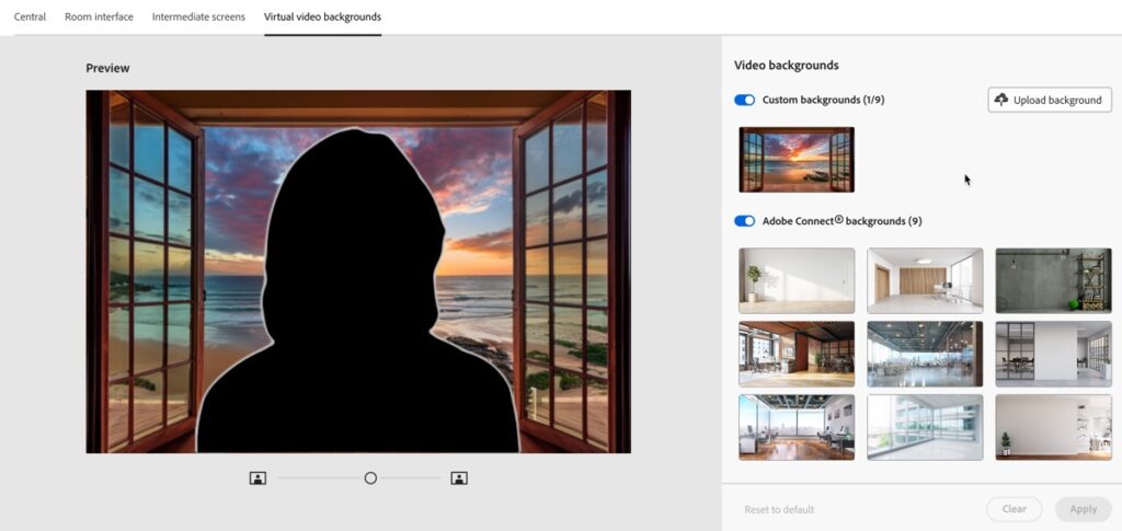 Uploading a custom video background in Adobe Connect Central